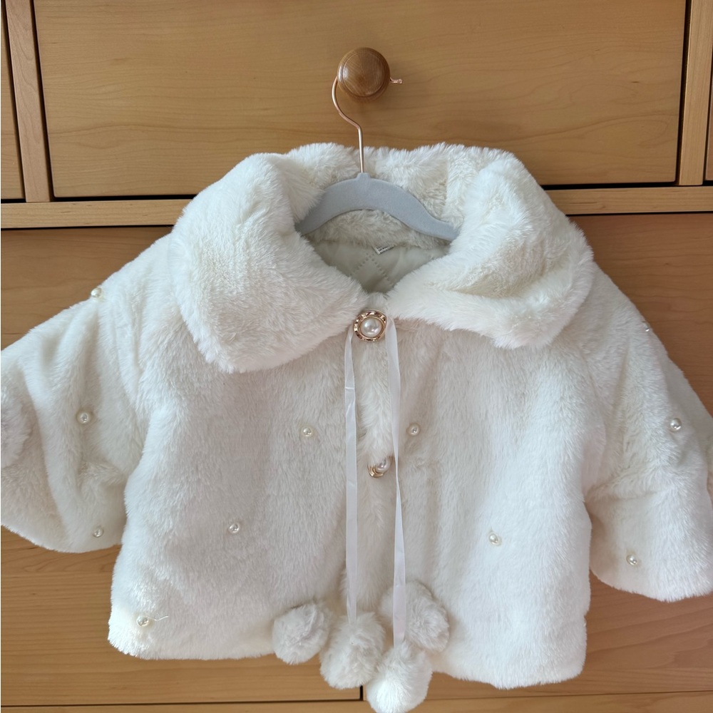 Elegant White Faux Fur Kids Coat